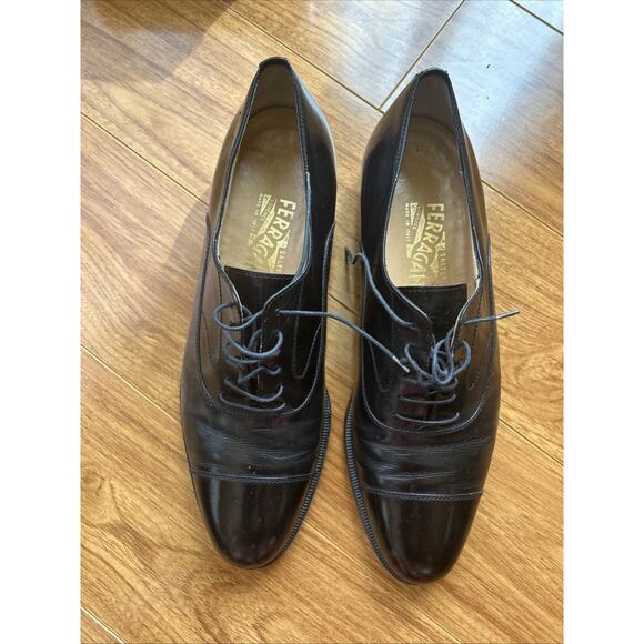 Salvatore Ferragamo Mens Padova Oxford Size 8.5 C Black Calfskin Dress Shoe main image 7